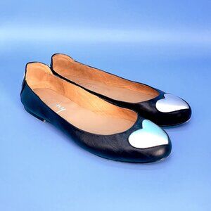 French Sole fs/ny Silver Heart Ballet Flats Size 8 Excellent Condition